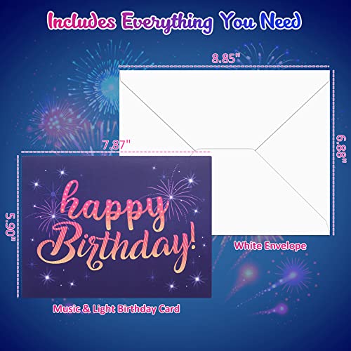 INPHER UPGRADED Birthday Cards Fireworks Pop Up Cake Light and Music Happy Birthday Gifts Decorations for Women, Men, Mom, Grandma